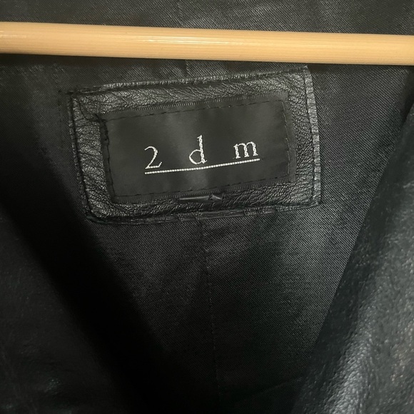 2DM Black Leather Trench Coat – Matrix Era, 90s Minimal Gothic - Picture 6 of 8